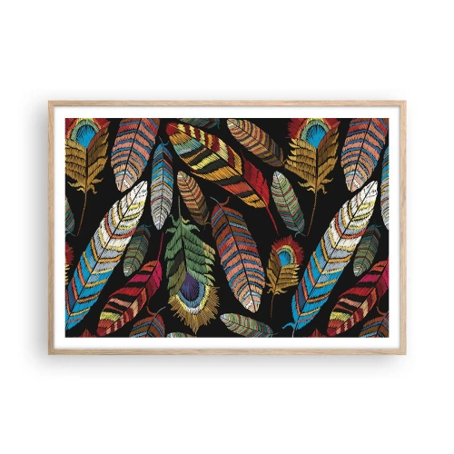 Affiche dans un chêne clair - Poster - Le carnaval des oiseaux - 100x70 cm