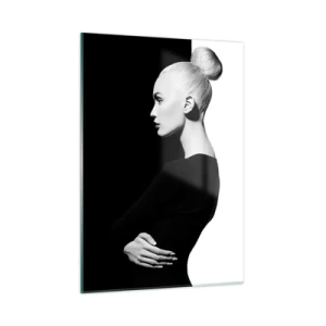Impression sur verre - Image sur verre - Portrait noir et blanc d'une femme portant un chignon élégant - 50x70cm - Tout simplement une femme - Décoration murale moderne pour le salon et la chambre ARTTOR