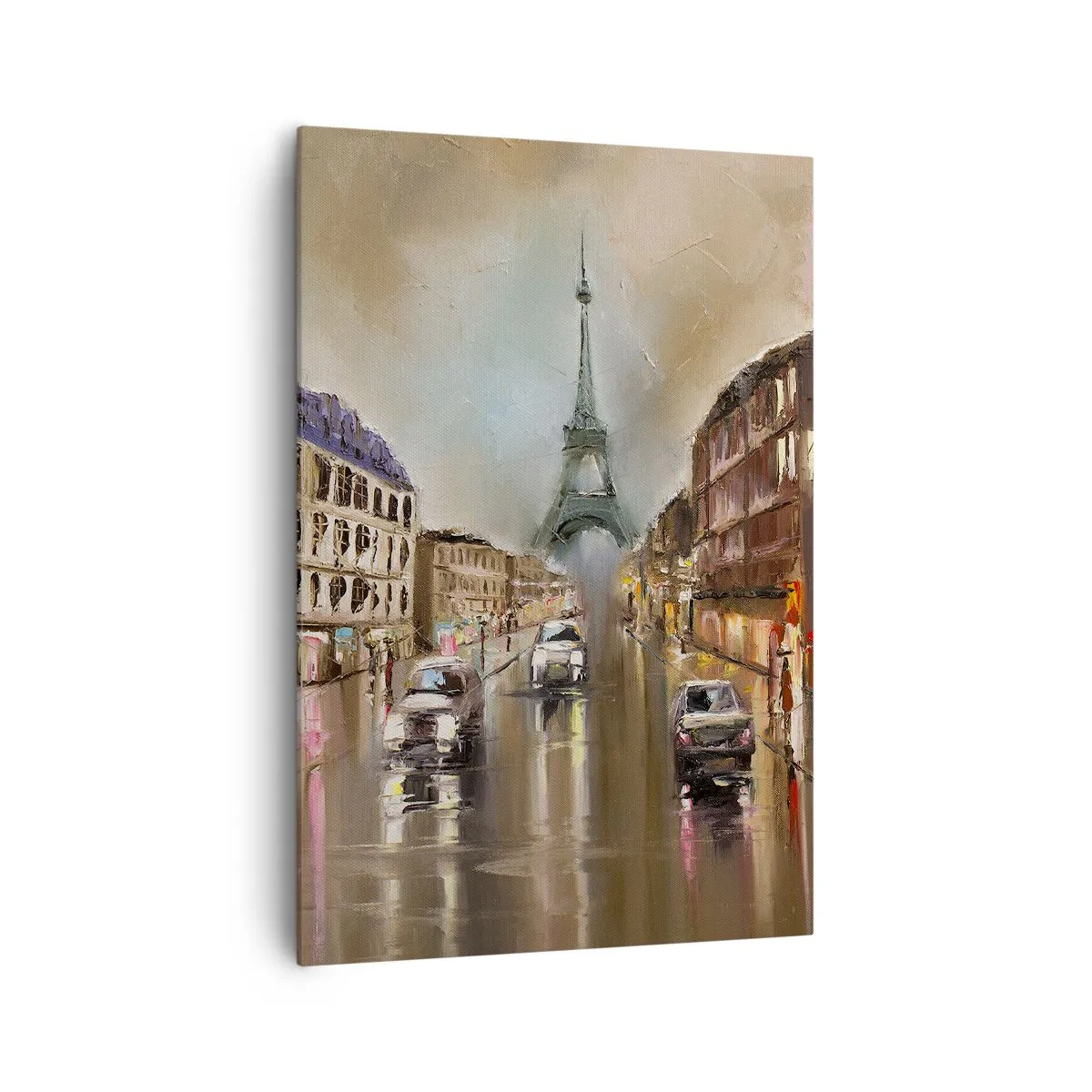 Impression sur toile - Image sur toile - Paysage urbain nocturne de Paris avec vue sur la Tour Eiffel - 70x100cm - Elle seule compte - Décoration murale moderne pour le salon et la chambre ARTTOR