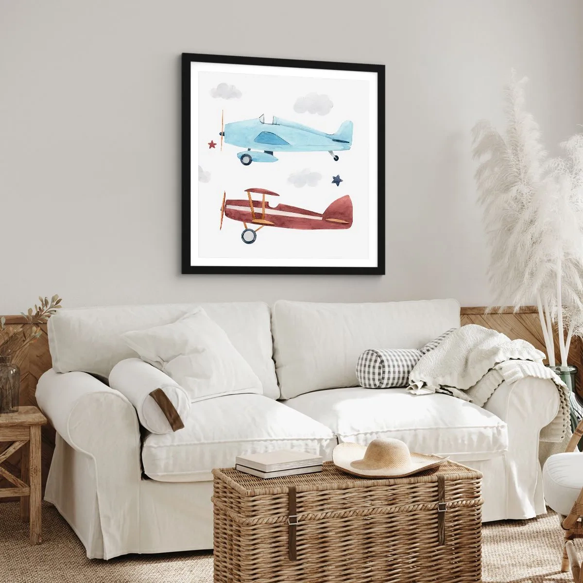 Affiche dans un cadre noir - Poster - Monsieur le pilote, nous vous attendons ! - 40x40 cm