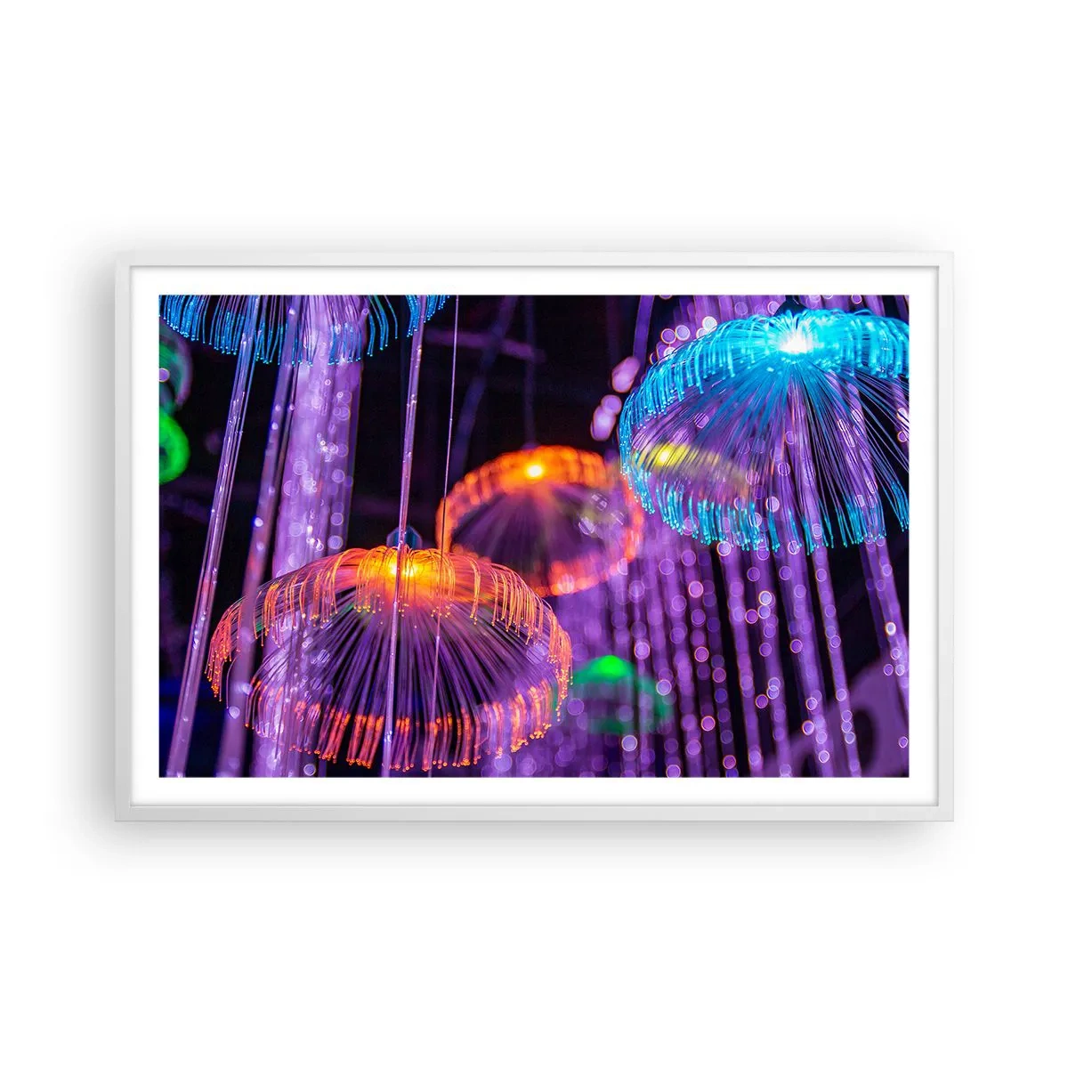 Affiche dans un cadre blanc - Poster - Fontaine lumineuse - 91x61 cm