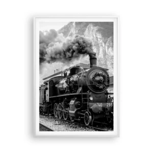 Affiche dans un cadre blanc - Poster - Attend à la gare... - 70x100 cm