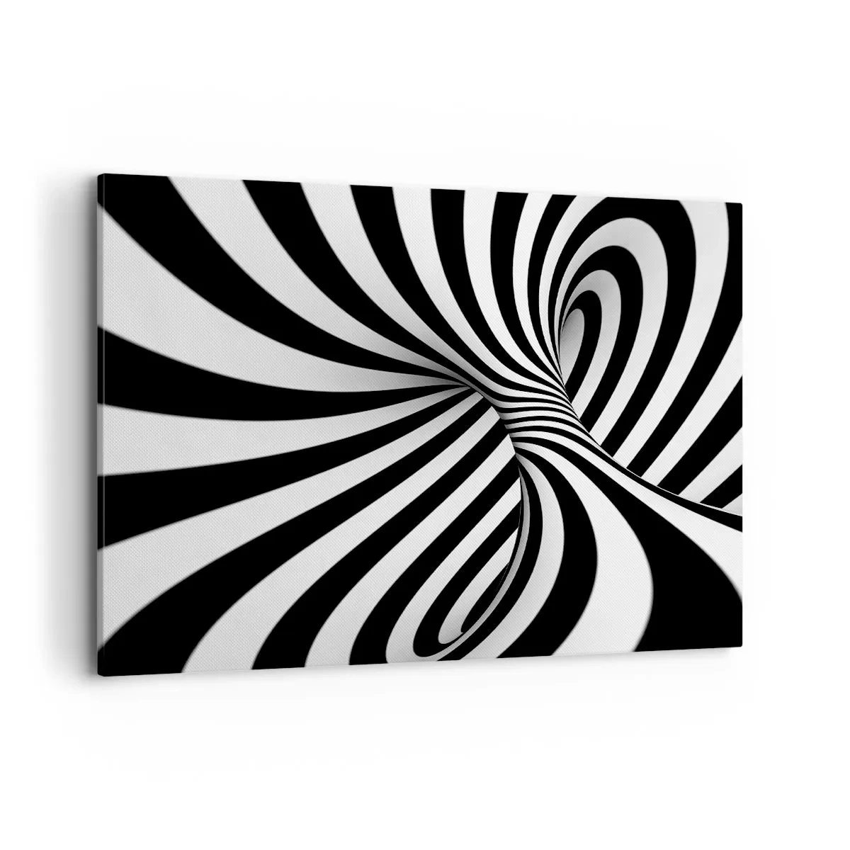 Impression sur toile - Image sur toile - Tunnel abstrait avec des rayures en spirale noires et blanches - 120x80cm - Composition : espace de danse - Décoration murale moderne pour le salon et la chambre ARTTOR
