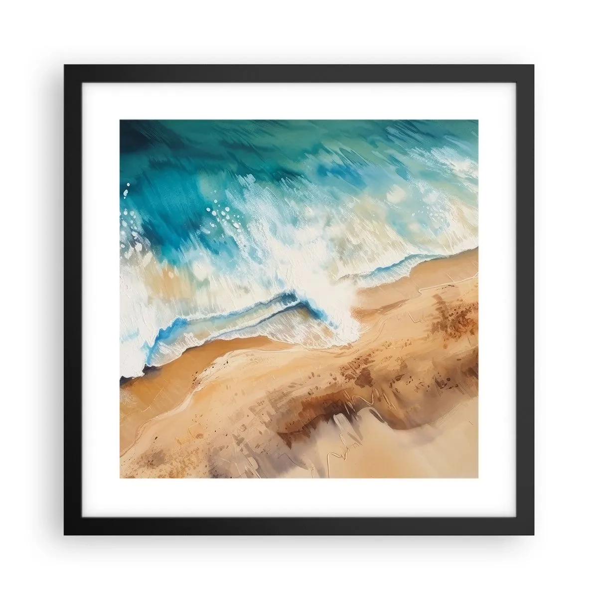 Affiche dans un cadre noir - Poster - La vague qui revient - 40x40 cm