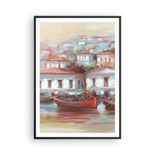 Affiche dans un cadre noir - Poster - Petite ville heureuse - 70x100 cm