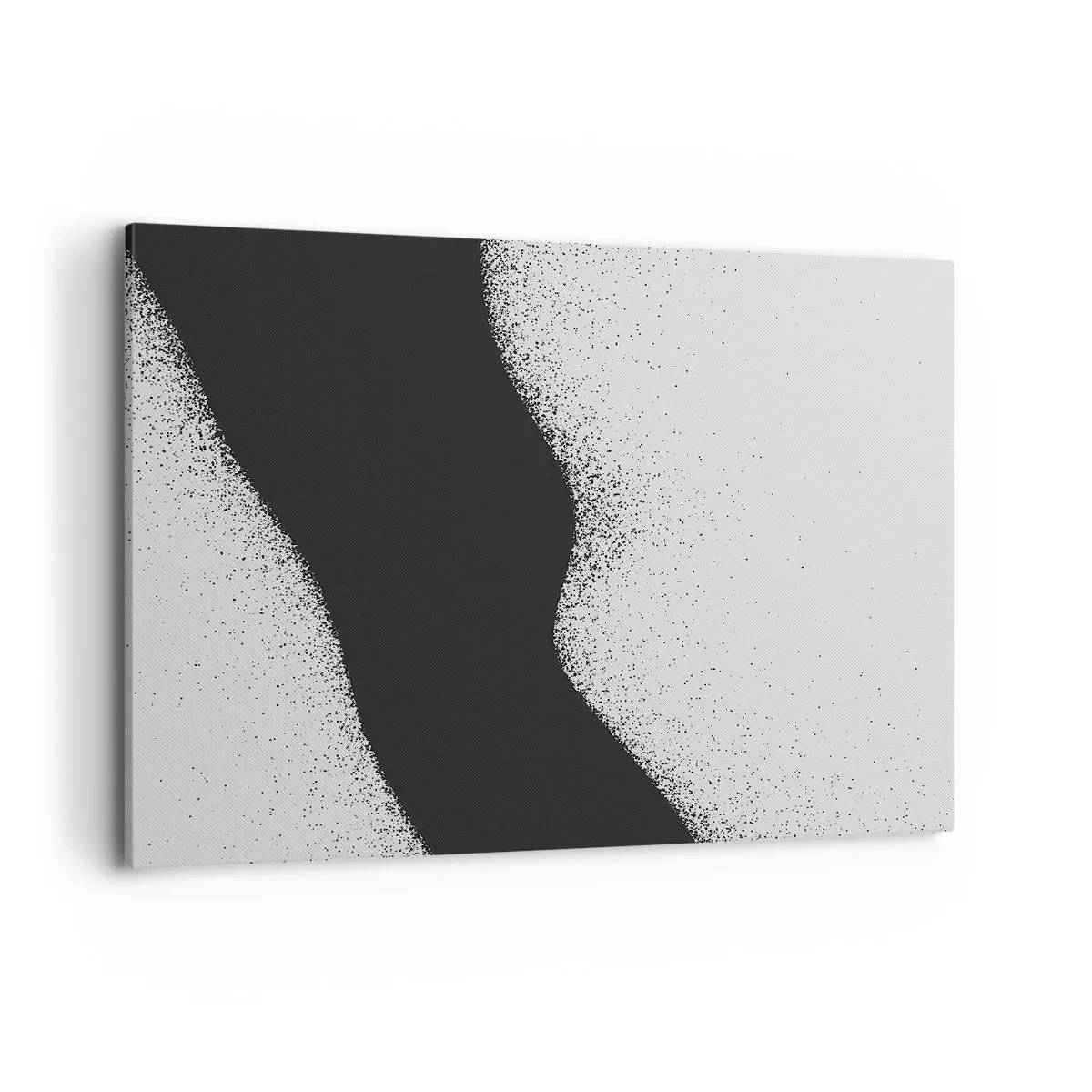 Impression sur toile - Image sur toile - Motif abstrait noir et blanc avec des points délicats sur toile - 100x70cm - Équilibre fluide - Décoration murale moderne pour le salon et la chambre ARTTOR