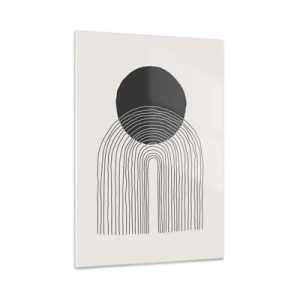 Impression sur verre - Image sur verre - Graphique minimaliste avec cercle et lignes noirs - 50x70cm - Tremblement et confiance - Décoration murale moderne pour le salon et la chambre ARTTOR