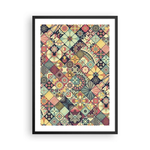 Affiche dans un cadre noir - Poster - Motif de style mosaïque coloré - 50x70cm - Ambiance marocaine - Décoration murale moderne pour le salon et la chambre ARTTOR