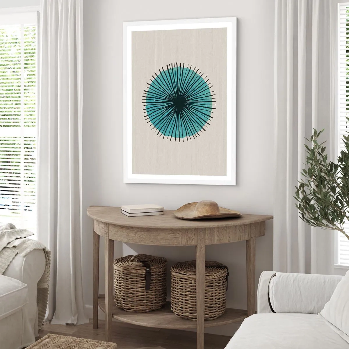 Affiche dans un cadre blanc - Poster - Rayonnant dans l'azur - 61x91 cm