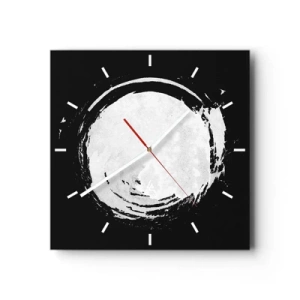 Horloge murale - Pendule murale - Un cercle blanc sur fond noir dans un style minimaliste. - 30x30cm - Belle sortie - Décoration murale moderne pour le salon et la chambre ARTTOR