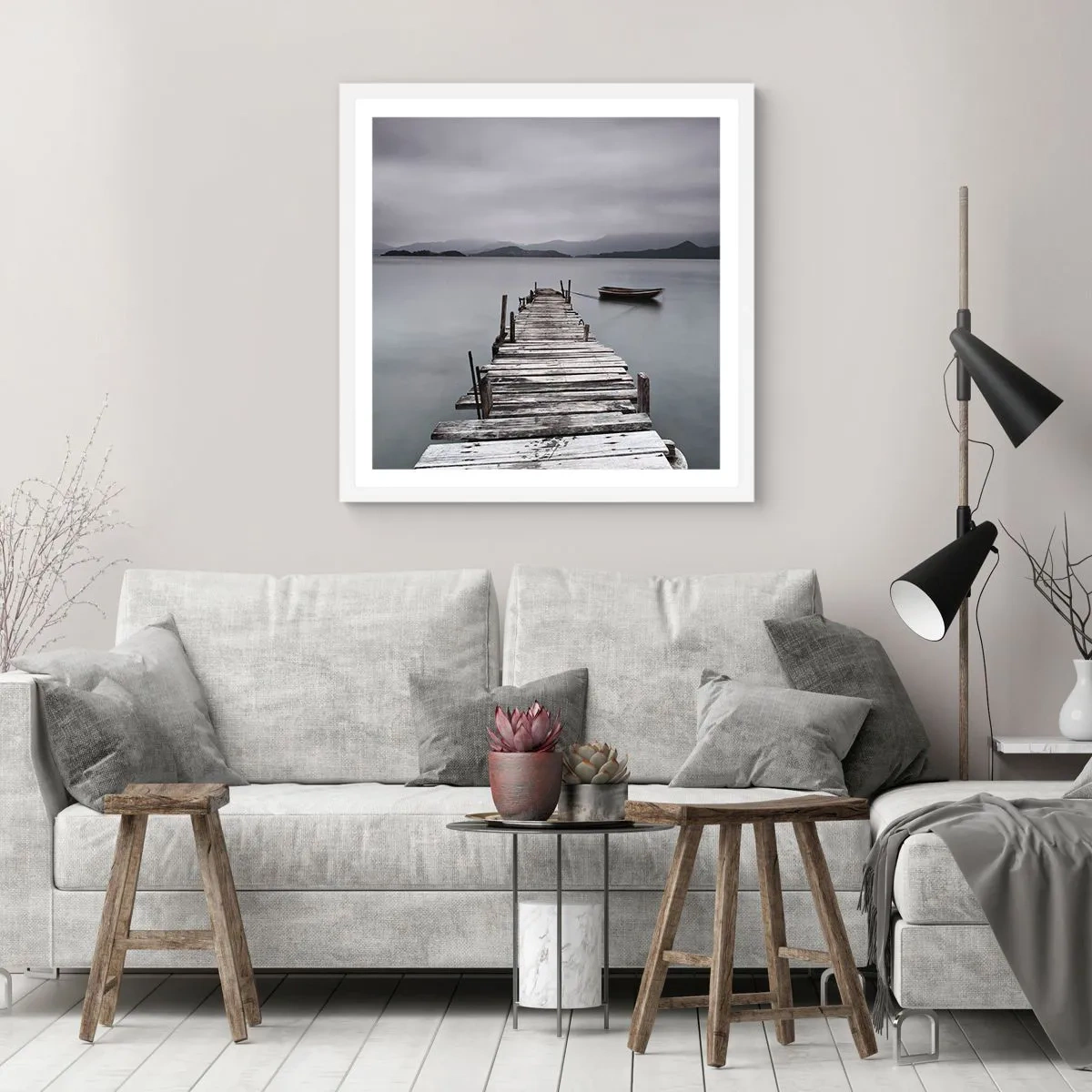 Affiche dans un cadre blanc - Poster - Tu peux partir demain - 60x60 cm