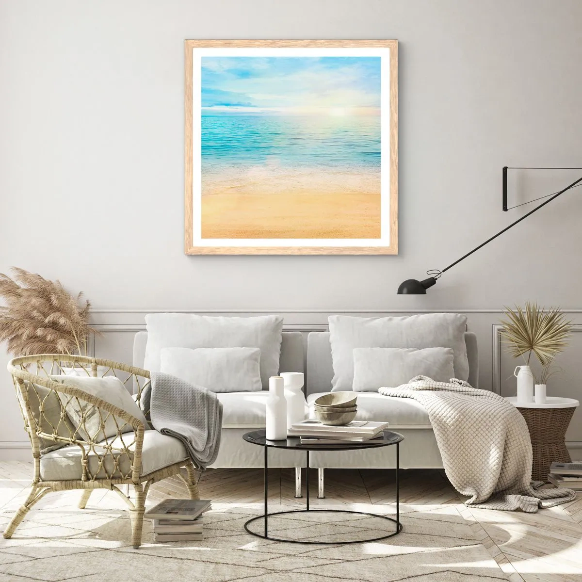 Affiche dans un chêne clair - Poster - Le grand bleu - 40x40 cm