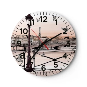 Horloge murale - Pendule murale - Sur les toits de Paris - 40x40 cm
