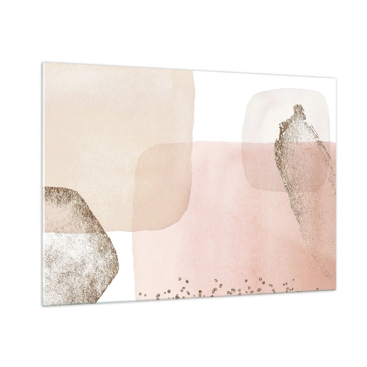 Impression sur verre - Image sur verre - Une composition abstraite dans les tons de rose, beige et or. - 100x70cm - Regard à travers la couleur - Décoration murale moderne pour le salon et la chambre ARTTOR