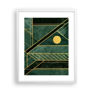 Affiche dans un cadre blanc - Poster - Dynamique or et azur - 40x50 cm