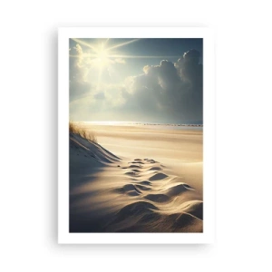 Affiche - Poster - Dunes dorées sur la plage au coucher du soleil - 50x70cm - Un paysage apaisant - Décoration murale moderne pour le salon et la chambre ARTTOR