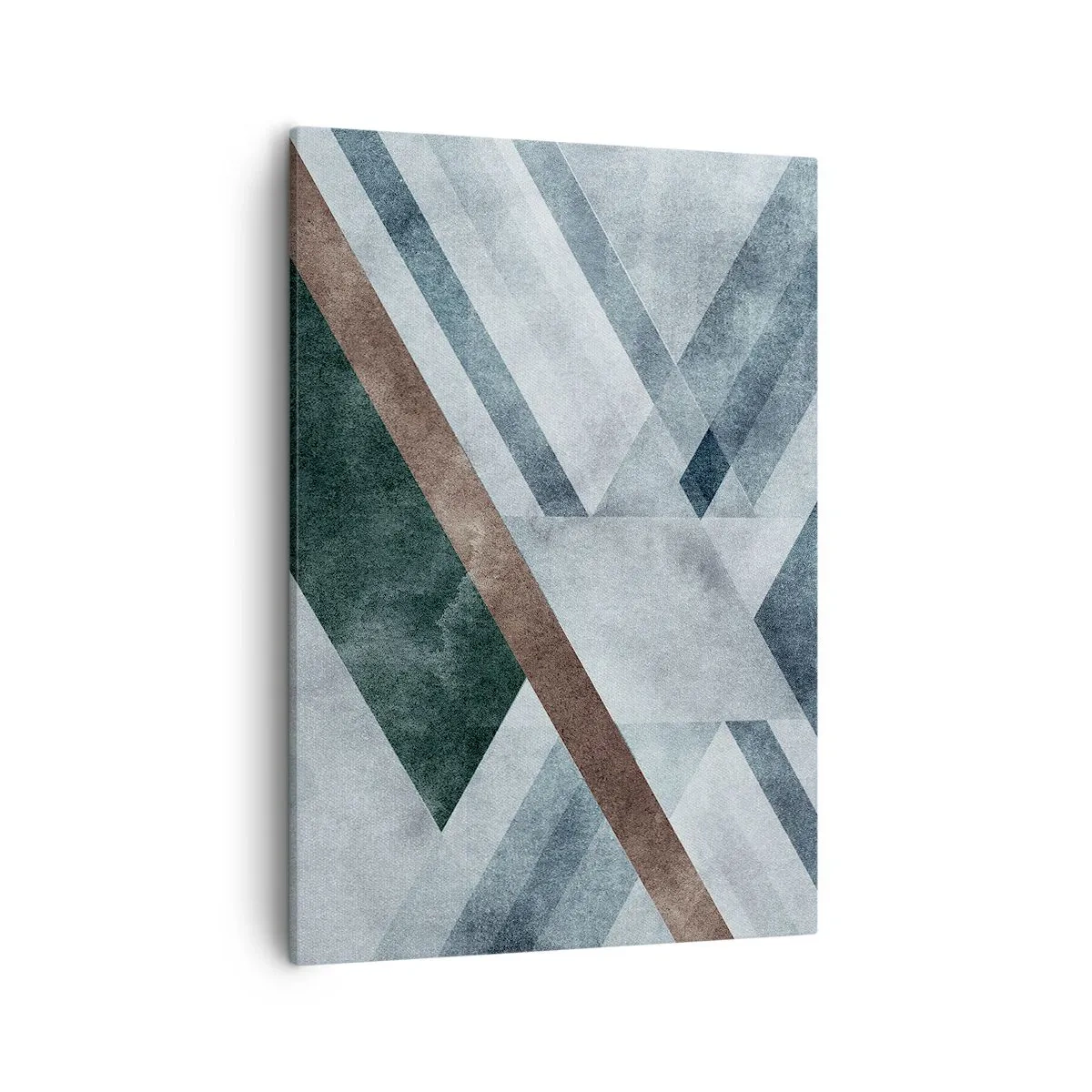 Impression sur toile - Image sur toile - Formes géométriques dans des tons froids de bleu et de marron - 50x70cm - Élégance sophistiquée de la géométrie - Décoration murale moderne pour le salon et la chambre ARTTOR