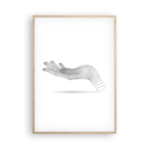 Affiche dans un chêne clair - Poster - La main ressort - 70x100 cm