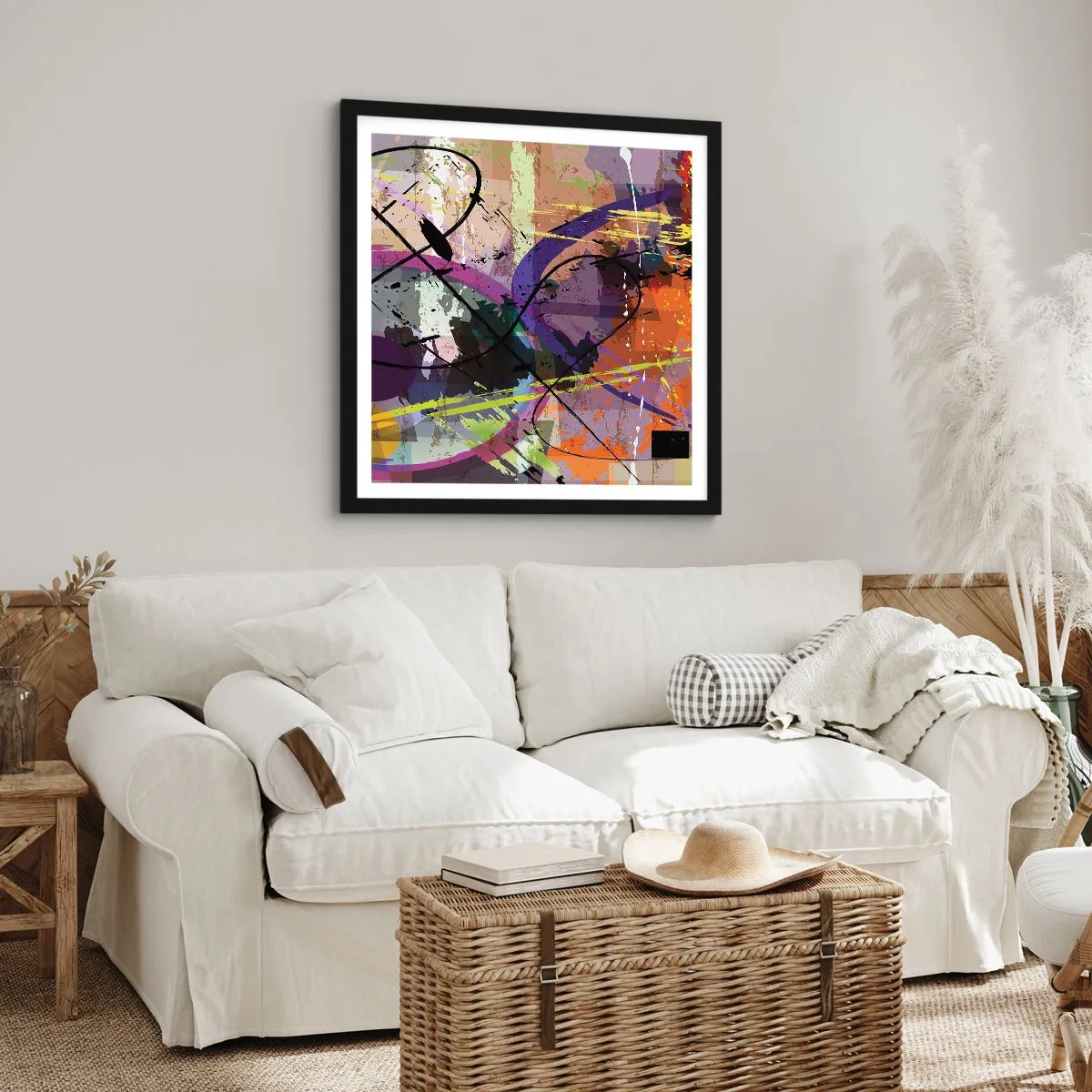 Affiche dans un cadre noir - Poster - Vous pouvez aller tout droit ou autour - 60x60 cm