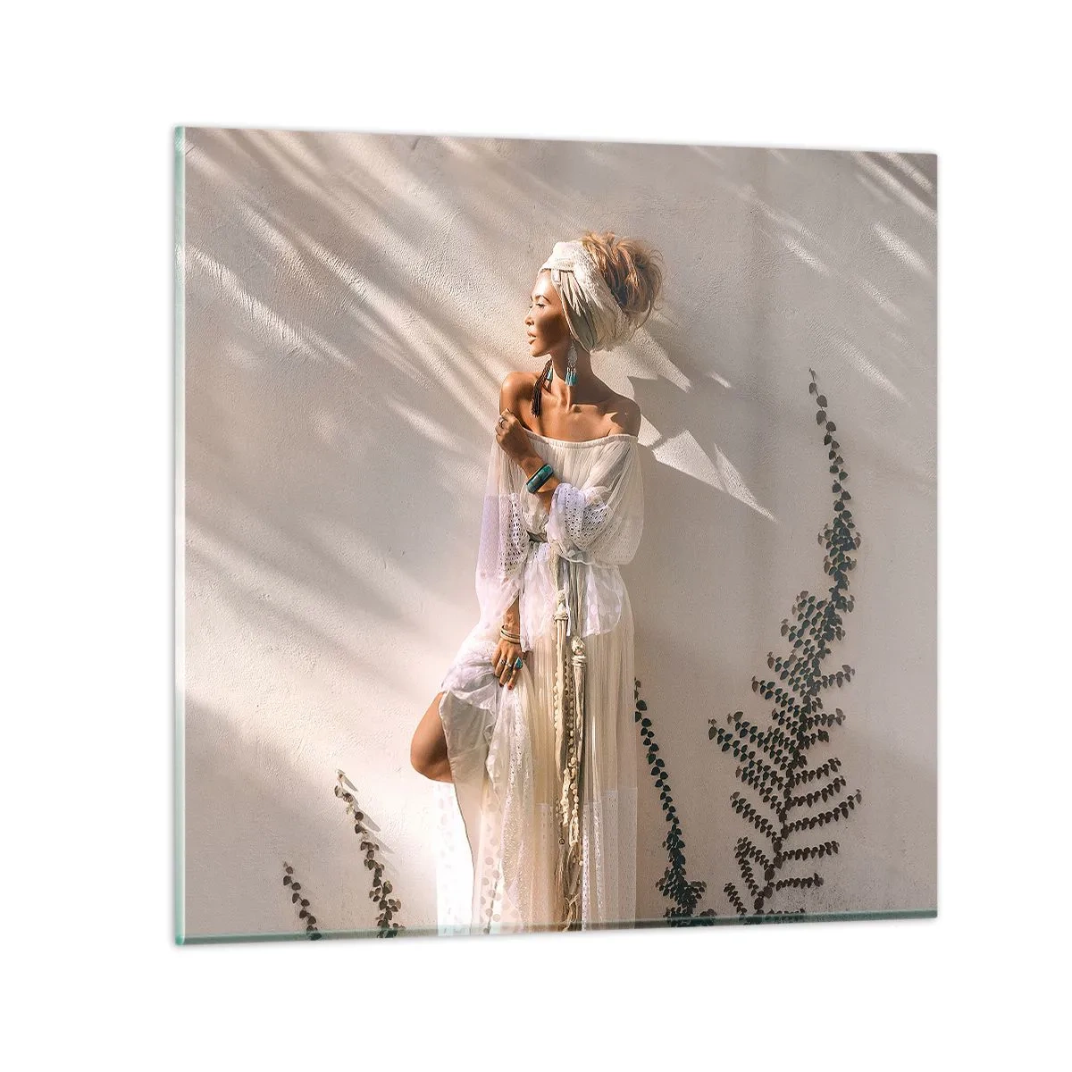 Impression sur verre - Image sur verre - Le soleil et la fille - 70x70 cm