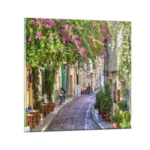 Impression sur verre - Image sur verre - Allée fleurie - 60x60 cm