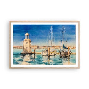 Affiche dans un chêne clair - Poster - Lagune ensoleillée - 91x61 cm