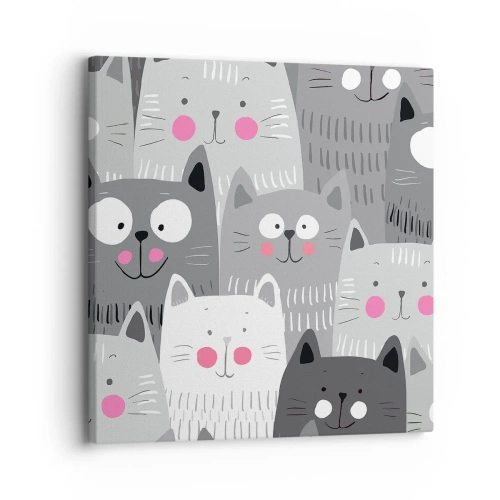 Impression sur toile - Image sur toile - Le monde des chats - 30x30 cm