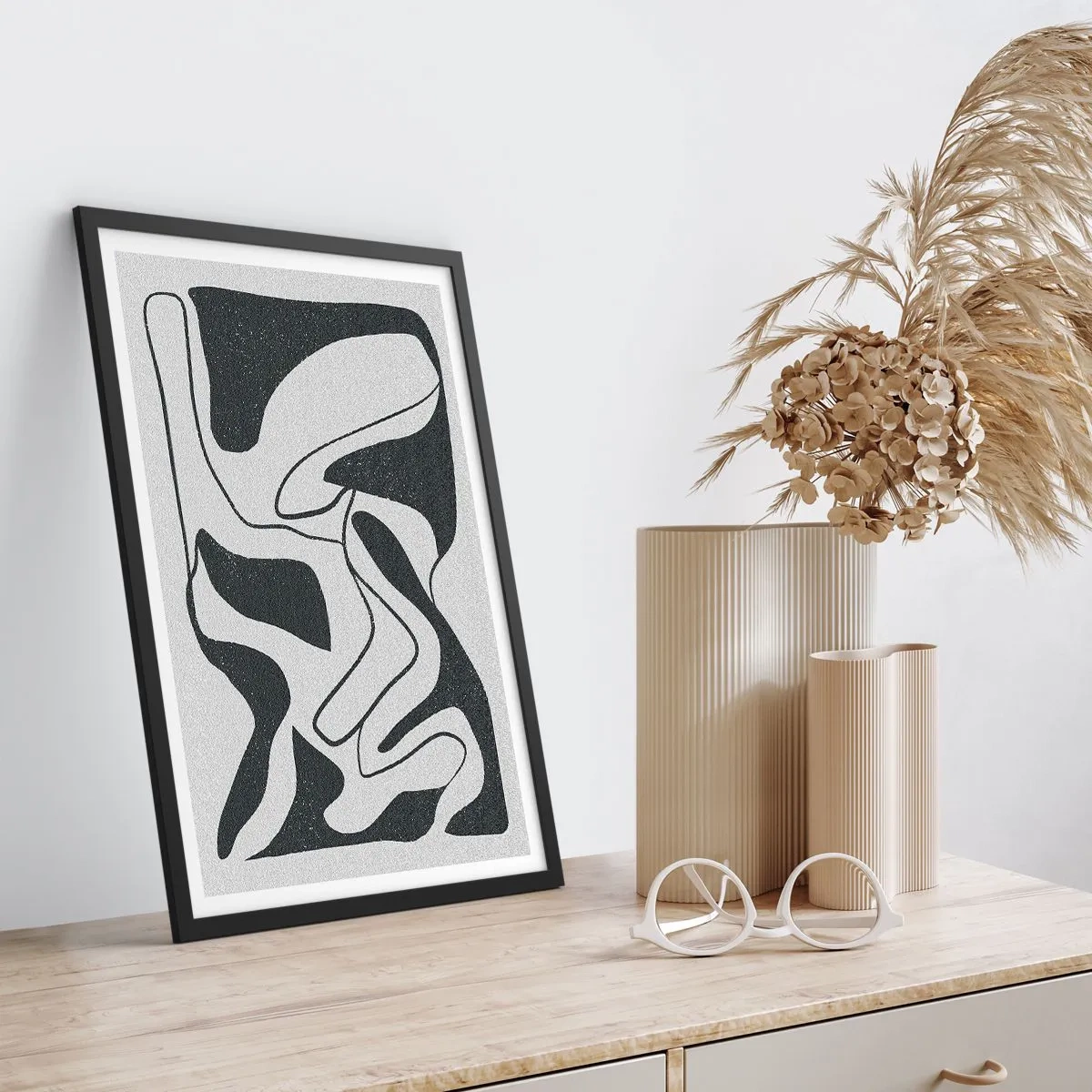 Affiche dans un cadre noir - Poster - Amusement de labyrinthe abstrait - 70x100 cm