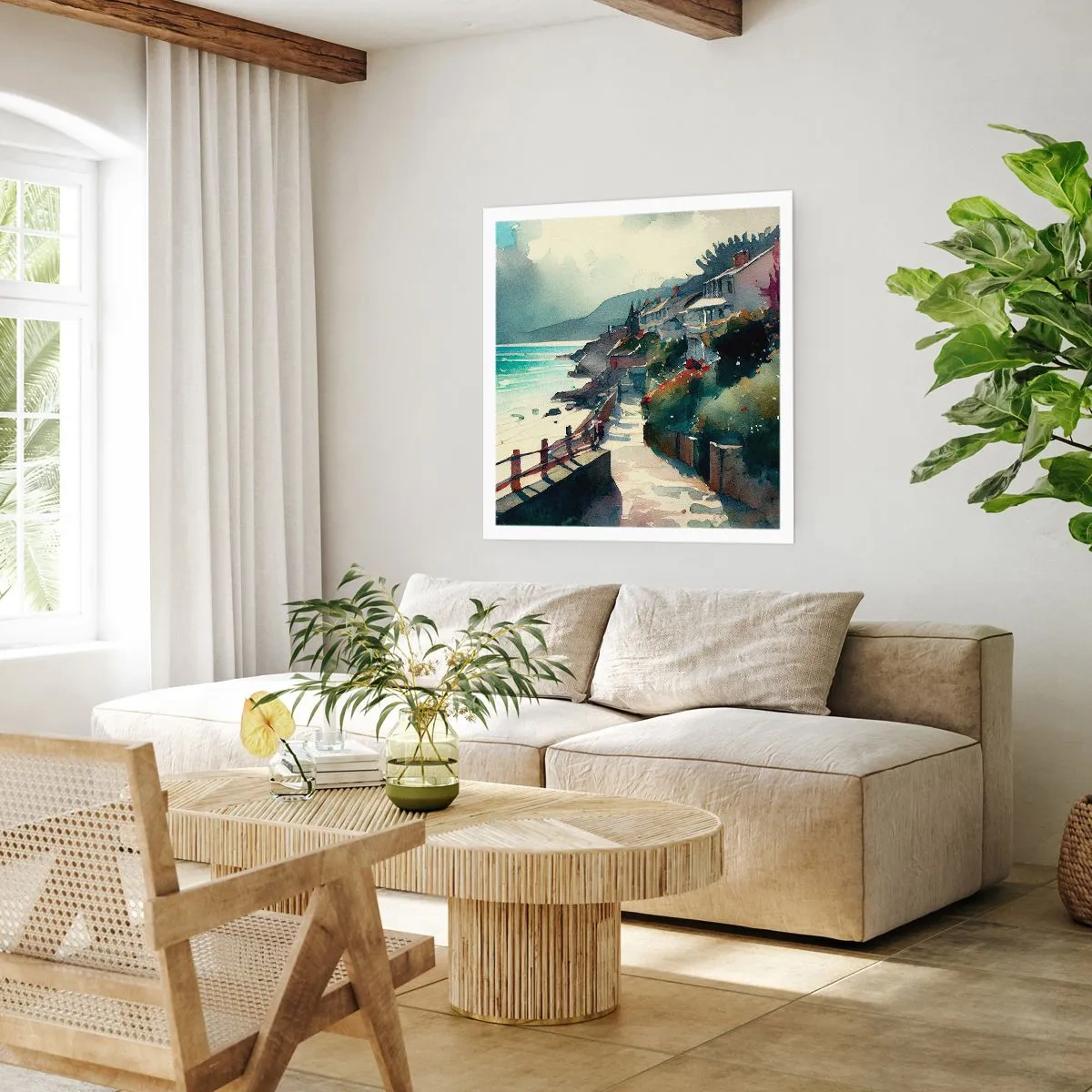 Affiche - Poster - Ville méditerranéenne - 50x50 cm