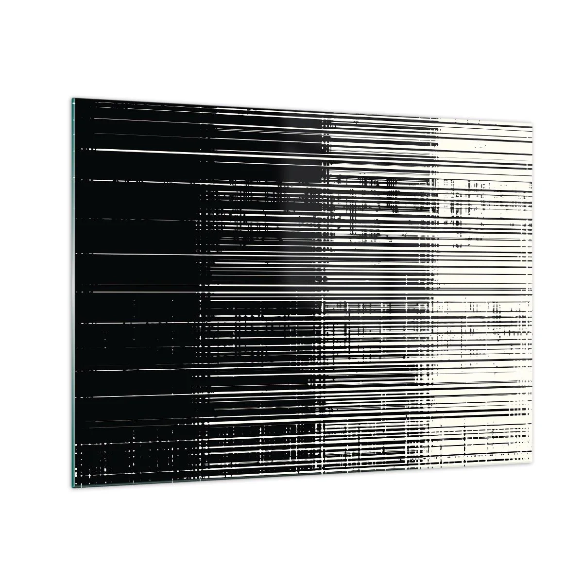 Impression sur verre - Image sur verre - Abstraction en noir et blanc avec des lignes horizontales créant un dégradé - 70x50cm - Ondes et vibrations - Décoration murale moderne pour le salon et la chambre ARTTOR