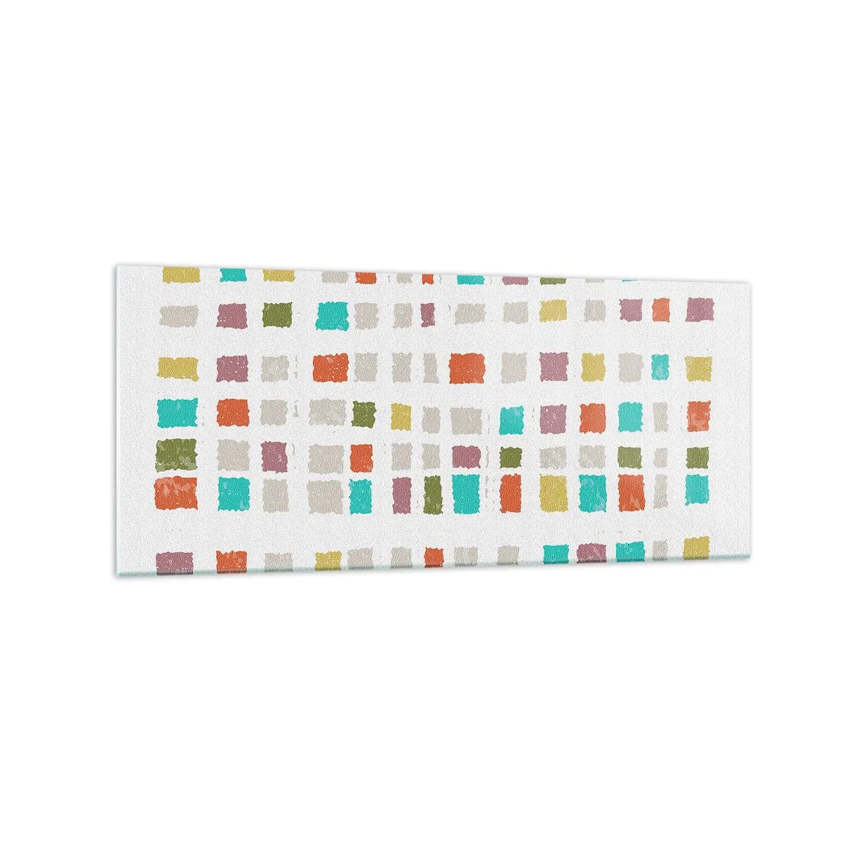 Impression sur verre - Image sur verre - Carrés colorés dans un arrangement minimaliste sur fond blanc - 120x50cm - Jeu inconnu - Décoration murale moderne pour le salon et la chambre ARTTOR