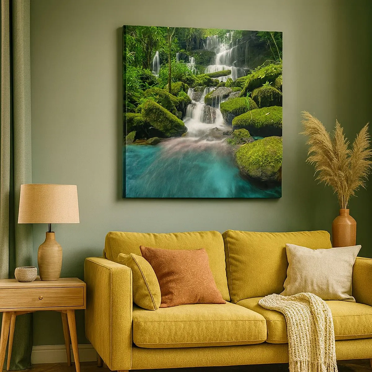 Impression sur toile - Image sur toile - Turquoise, saphirs et argent liquide - 30x30 cm