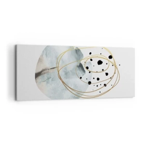 Impression sur toile - Image sur toile - Abstraction minimaliste avec un motif géométrique et des lignes dorées - 120x50cm - Emmêlement de l'espace - Décoration murale moderne pour le salon et la chambre ARTTOR