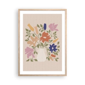 Affiche dans un chêne clair - Poster - Bouquet délicat - 50x70 cm