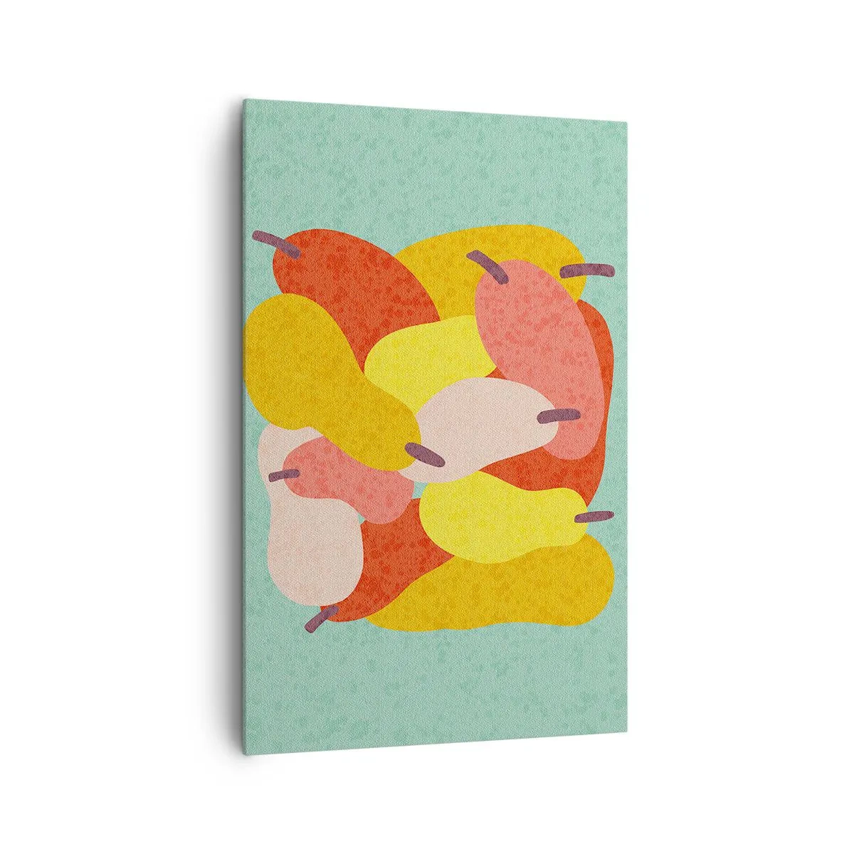 Impression sur toile - Image sur toile - Poires abstraites colorées sur fond vert - 80x120cm - Essayez le soleil d'été - Décoration murale moderne pour le salon et la chambre ARTTOR