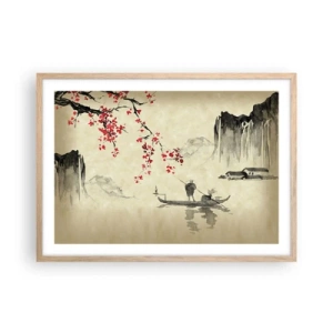 Affiche dans un chêne clair - Poster - Au pays des cerisiers en fleurs - 70x50 cm