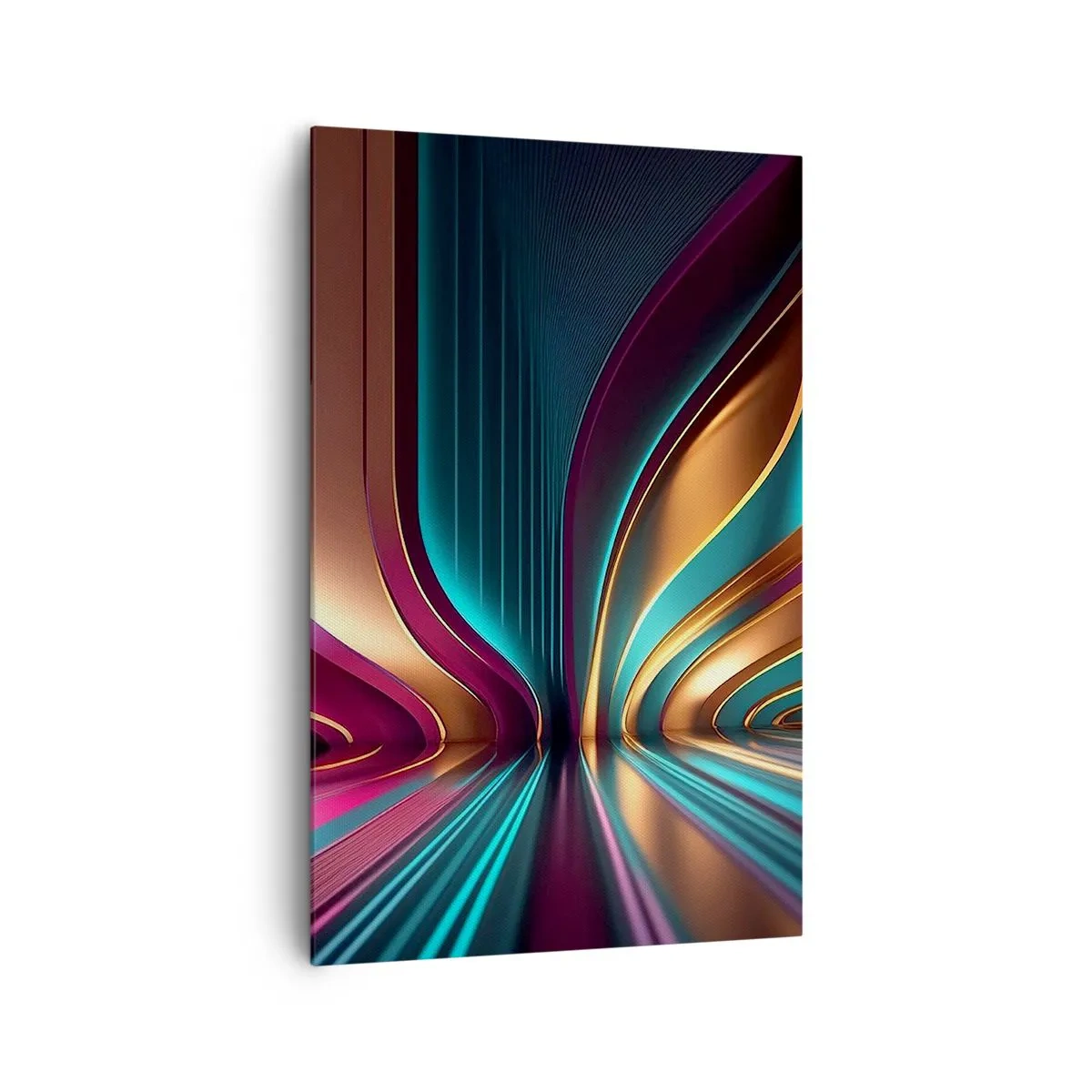 Impression sur toile - Image sur toile - Abstraction futuriste aux couleurs et courbes intenses - 80x120cm - Architektura światła - Décoration murale moderne pour le salon et la chambre ARTTOR