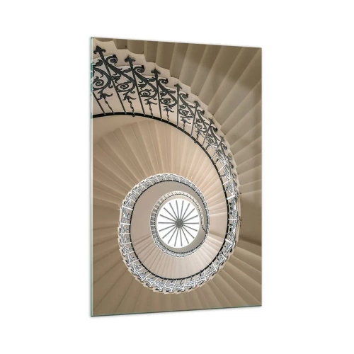 Impression sur verre - Image sur verre - Escalier en colimaçon dans une approche géométrique élégante - 70x100cm - À l'intérieur de la coquille - Décoration murale moderne pour le salon et la chambre ARTTOR