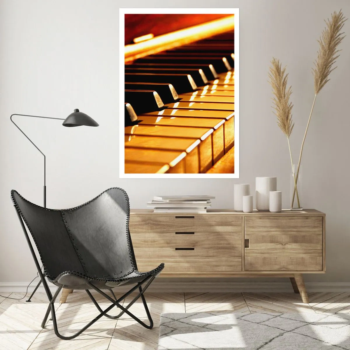 Affiche - Poster - Gros plan des touches du piano dans une lumière dorée - 50x70cm - Des possibilités infinies - Décoration murale moderne pour le salon et la chambre ARTTOR
