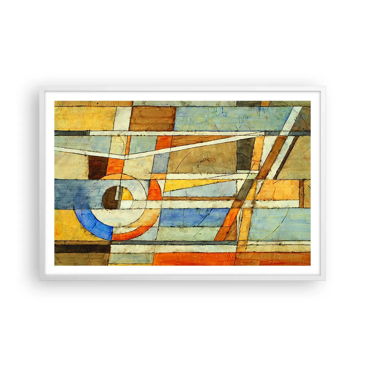 Affiche dans un cadre blanc - Poster - Cubisme sur le chantier - 91x61 cm