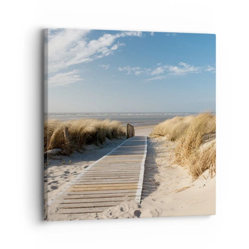 Impression sur toile - Image sur toile - Derrière la dune, dans le bruissement de l'herbe - 30x30 cm