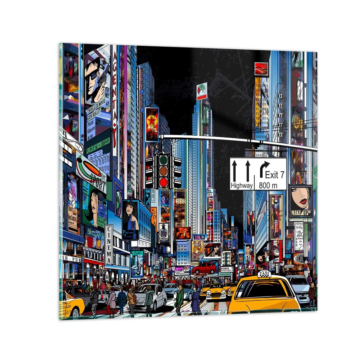 Impression sur verre - Image sur verre - Grande nuit de bande dessinée - 70x70 cm