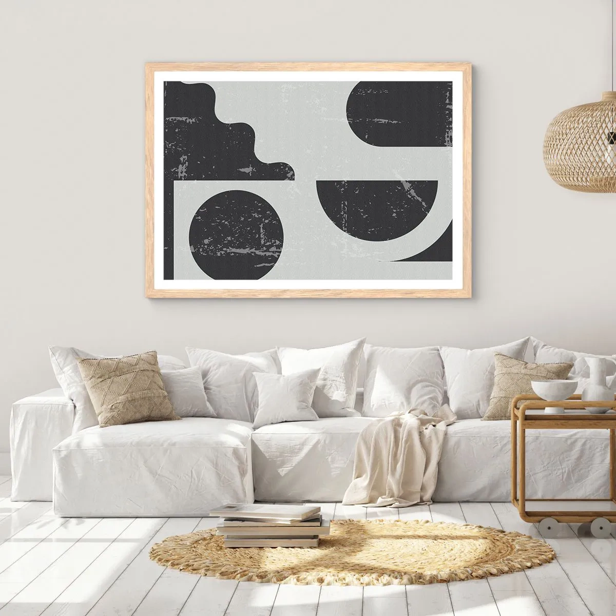 Affiche dans un chêne clair - Poster - Composition dessus et dessous - 50x40 cm