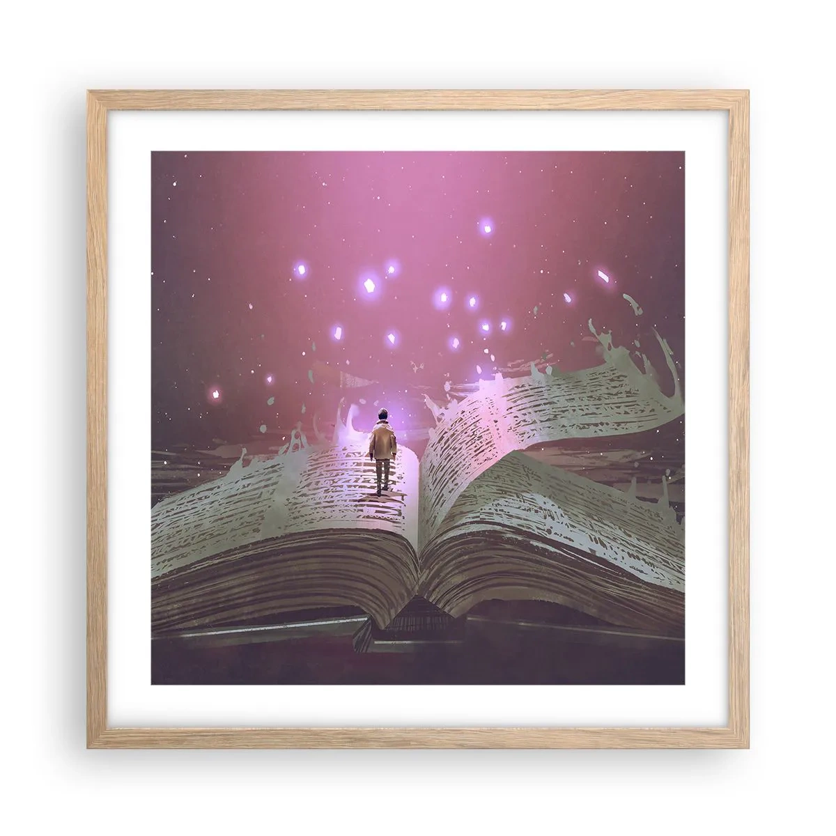 Affiche dans un chêne clair - Poster - Invitation à un autre monde - lisez ! - 50x50 cm