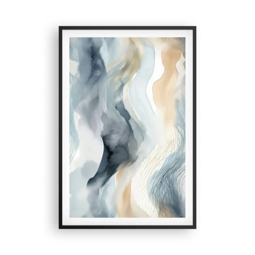 Affiche dans un cadre noir - Poster - Abstraction enneigée et brumeuse - 61x91 cm