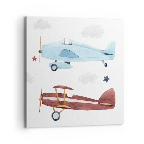 Impression sur toile - Image sur toile - Monsieur le pilote, nous vous attendons ! - 60x60 cm