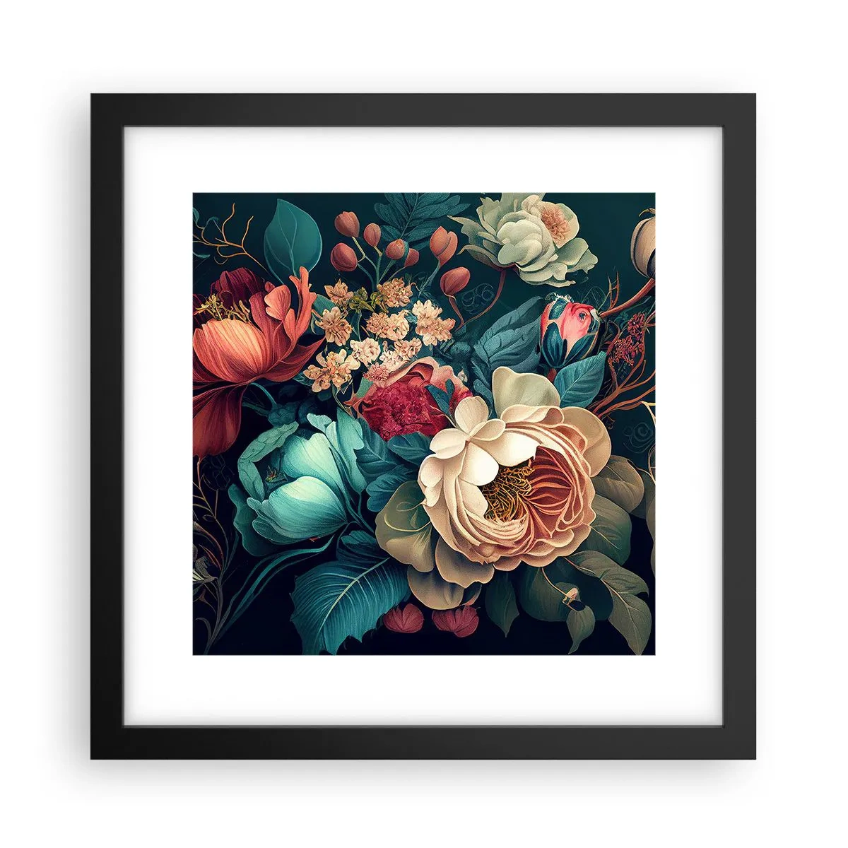 Affiche dans un cadre noir - Poster - le charme du 19ème siècle - 30x30 cm