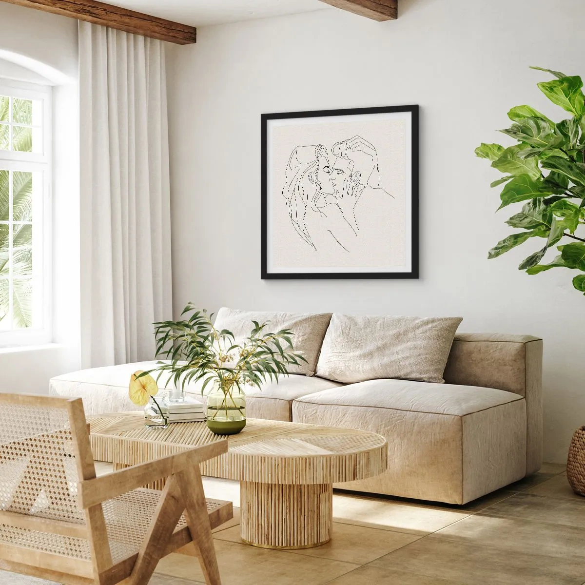 Affiche dans un cadre noir - Poster - Enlacé de sentiment - 60x60 cm