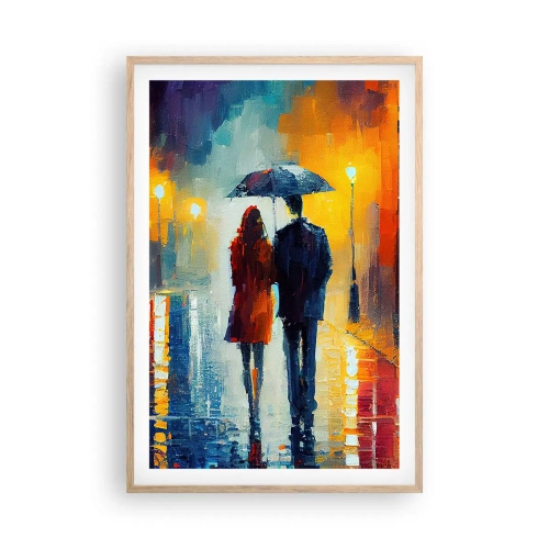 Affiche dans un chêne clair - Poster - Ensemble – une nuit colorée - 61x91 cm