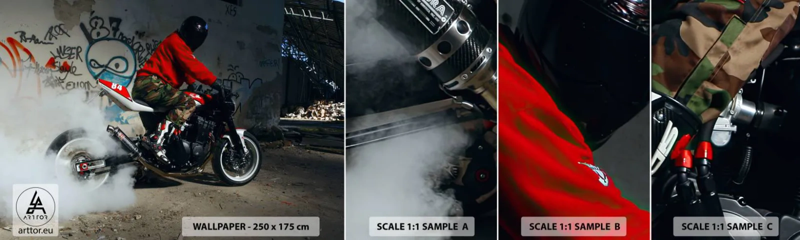 Échantillon de Papier Peint Autocollant Deluxe Sticker - Pourchassez moi! - Automobile, Moto, Graffiti - 100x30 cm